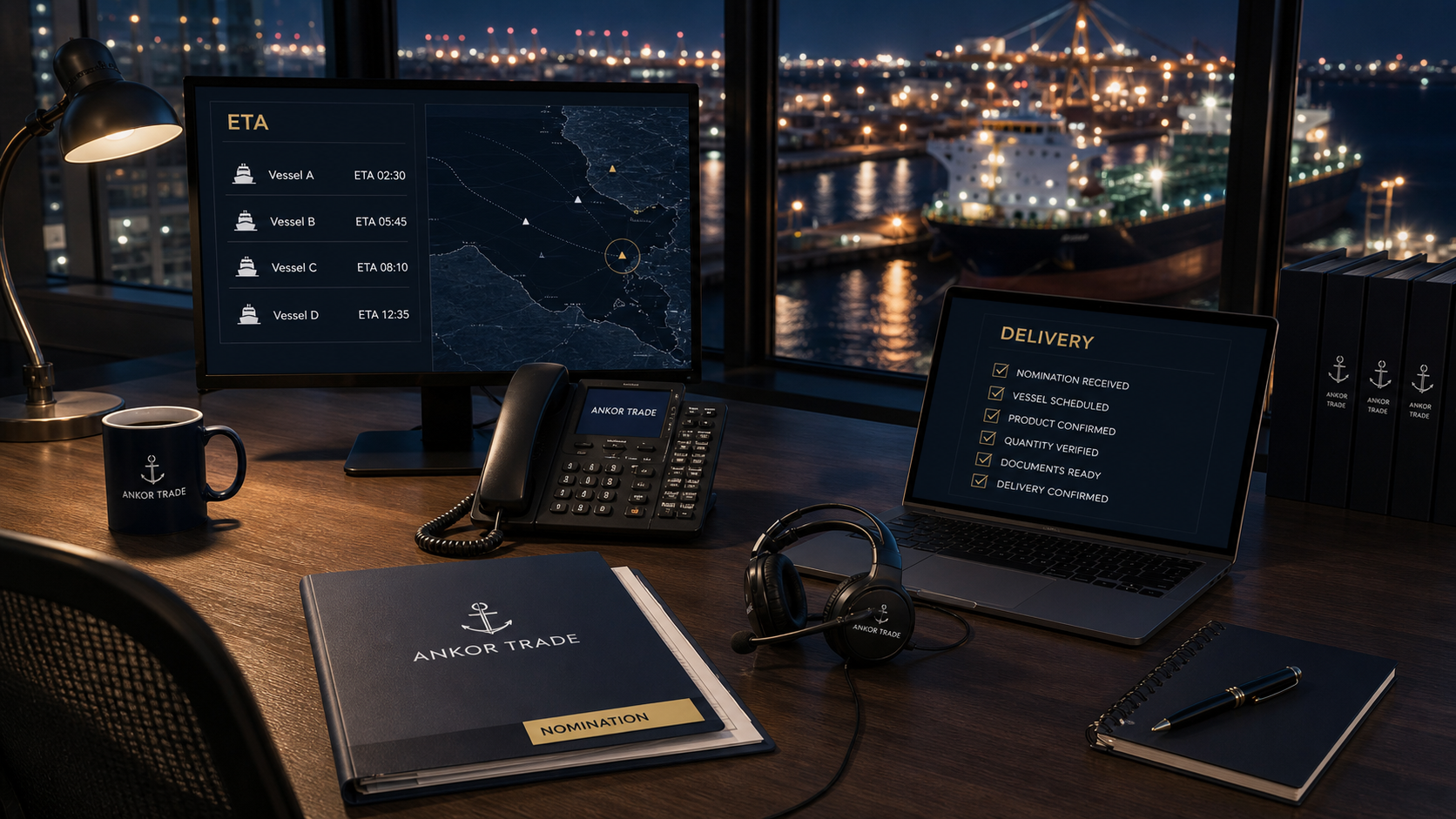 Illustrative delivery support desk tracking cargo movement