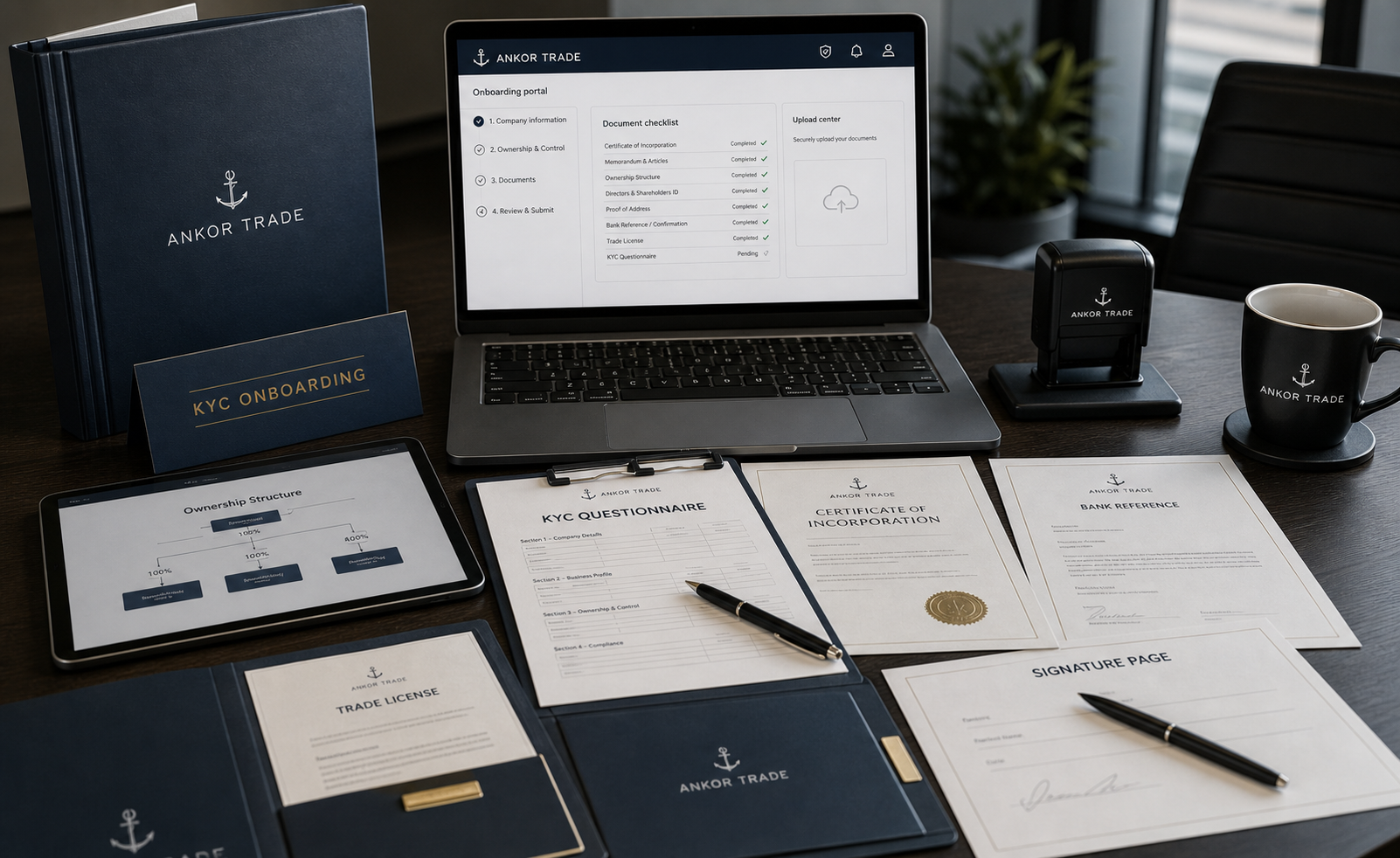 Illustrative KYC onboarding file and company document review